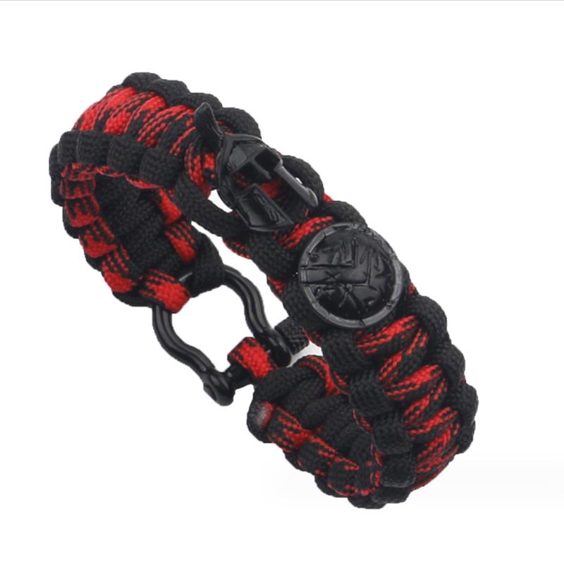 

Outdoor Spartan Warrior Helmet Lanyard Bracelets Men Antique Vikings Accessories Survival Paracord Bangles homme Handmade 21.5cm красный черный