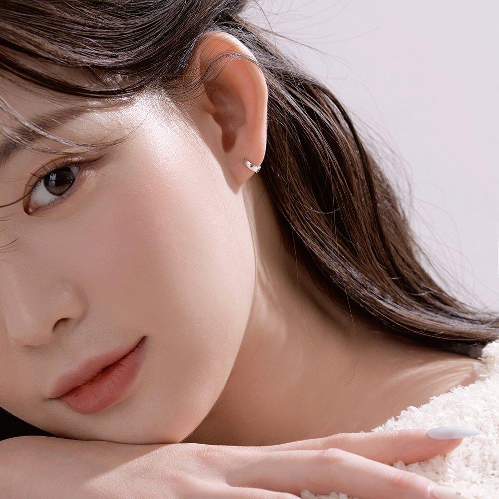 925 Silver Melting One-Touch Ring Earrings W