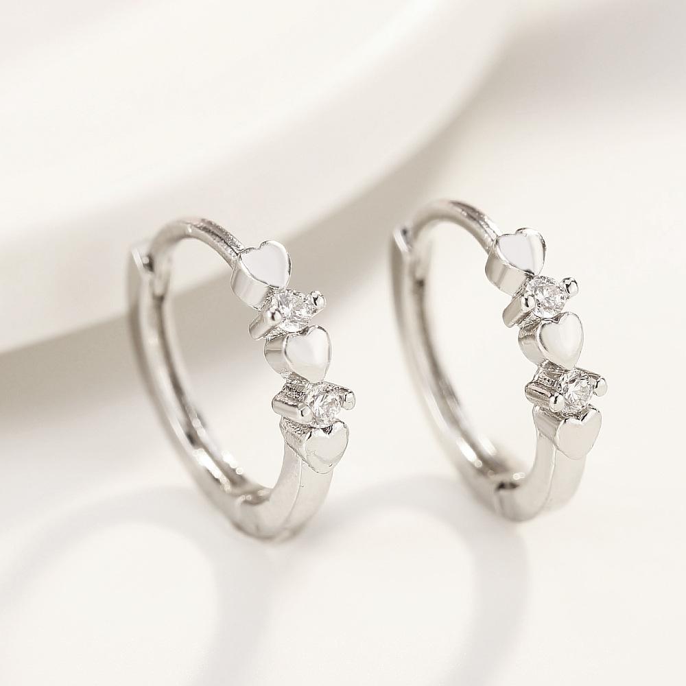 Silbernadel Kleiner Kreis Ohrring Für Mädchen Frauen Edelstahl Cz Herz Ohrhänger Hypoallergen Piercing Ohrstecker