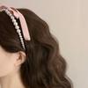 1PC Pink Bow Ribbon Pearl Headband Premium Sense Sweet Temperament Hairpin Headband