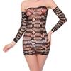 Sex Clothes New Petal Jacquard Short Skirt One-piece Mesh Off-the-shoulder Long-sleeved Elastane