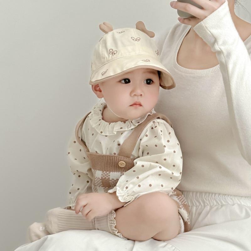 Children's Spring and Summer Pure Cotton Baby Fisherman's Hat Breathable Thin Baby Large Brim Sun Protection Pot Hat