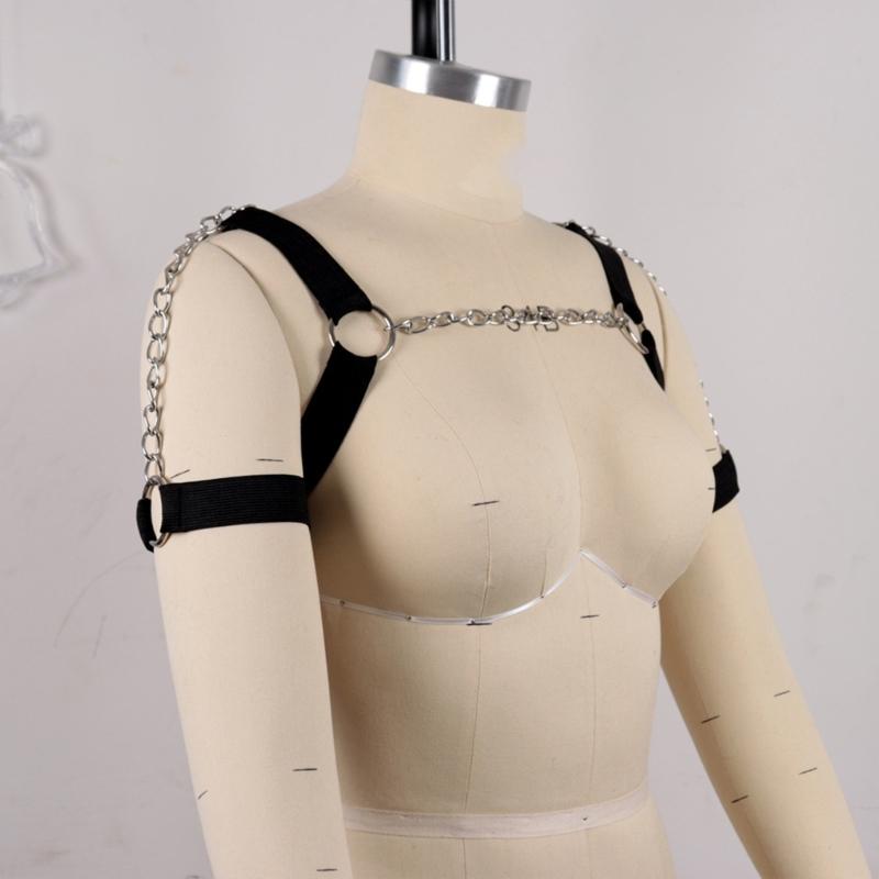 Elastic Body Chest Harness Chain Strap Leathers Punk Chain Choker Men Chest Harness Nightclub Cosplay Costume Accessory