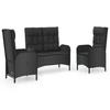 Ensemble de jardin - Maison Exclusive - 3 pièces - Noir - Avec coussins
