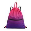 Gradient Color Large Capacity Drawstring Backpack with Zippered Outer Pocket Is Suitable for Sports, Travel and Outdoor Activities.