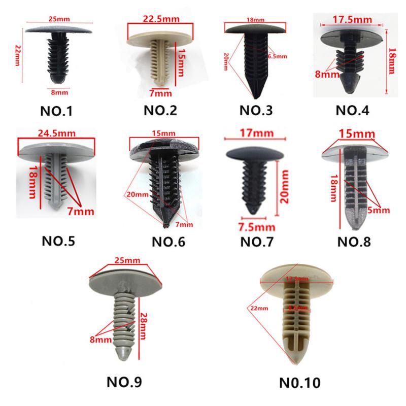 100Pcs Mixed Car Bumper Clips Plastic Rivets Fastener Hood Push Retainers