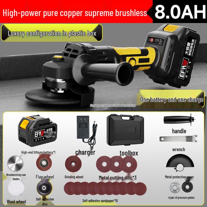 High-Power Brushless Cordless Angle Grinder: Multi-functional Lithium Battery Cutting & Polishing Tool