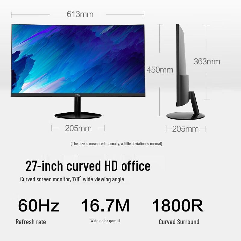 HKC C270 27-inch 1800R Curved FHD Monitor CN Plug (adapter Included)