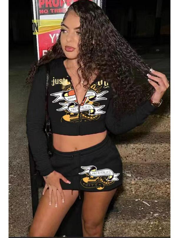 

Весна 2024 XH901 Женский комплект юбки с позиционным принтом S чёрный