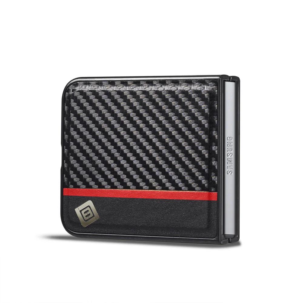 Carbon Fiber PU Leather Phone Case For Samsung Galaxy Z Flip 7 FE 6 5 4 3 Flip7 Flip6 Flip5 Flip4 5G Hybrid Hard Cover