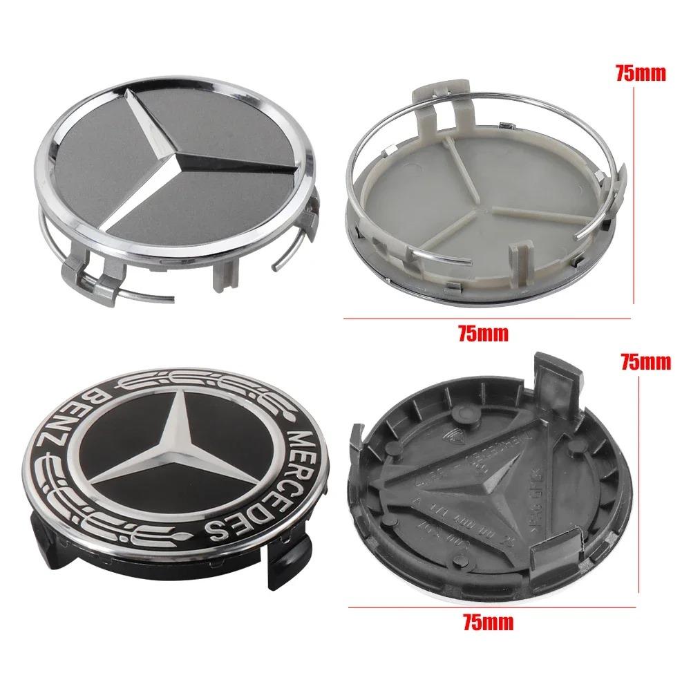 75mm 4 Stück Auto Radnabenabdeckung Emblem Abdeckung passend für Mercedes Benz modifiziertes Zubehör w204 w211 w205 W212 AMG w203
