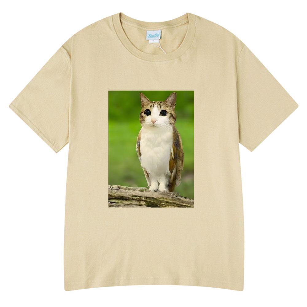 Cat Owl Funny Meowl Meme Brainrot T-shirts Unisex's Women Fashion Tee Tops Harajuku Short Sleeves T-shirt Cotton Oversized T Shirts