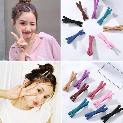 Women Girls Hair Clip Solid Color Cross Hairpin Hair Styling Tool Hair Accessories