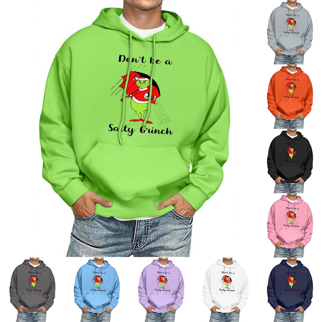Men's Print Hooded Sweatshirt Long-Sleeve Casual Pullover Hoodie Hooded Sweatshirt