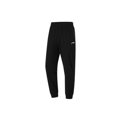 Li Ning Fitness Series Casual Comfortable Solid Color Mid Waist Moisture Wicking Knitted Sports Pants Men Pants Black AKYU415-1