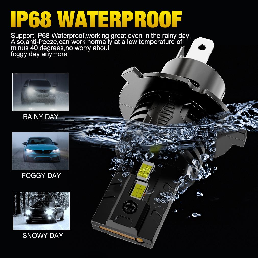 2Pcs Canbus H4 LED Headlight Bulbs High Low Beam 25000LM Car Motorcycle Lights 24pcs 3570 CSP Turbo Led Copper Tube Lamps Auto Moto Headlamp 12V 6500K