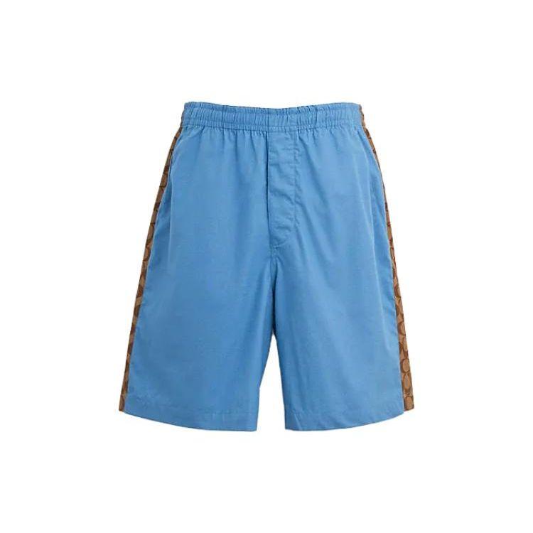 

Coach SS23 Striped Elastic Waist Mid-Rise Straight Leg Casual Shorts Men shorts Sky-Blue CI510-VPG L