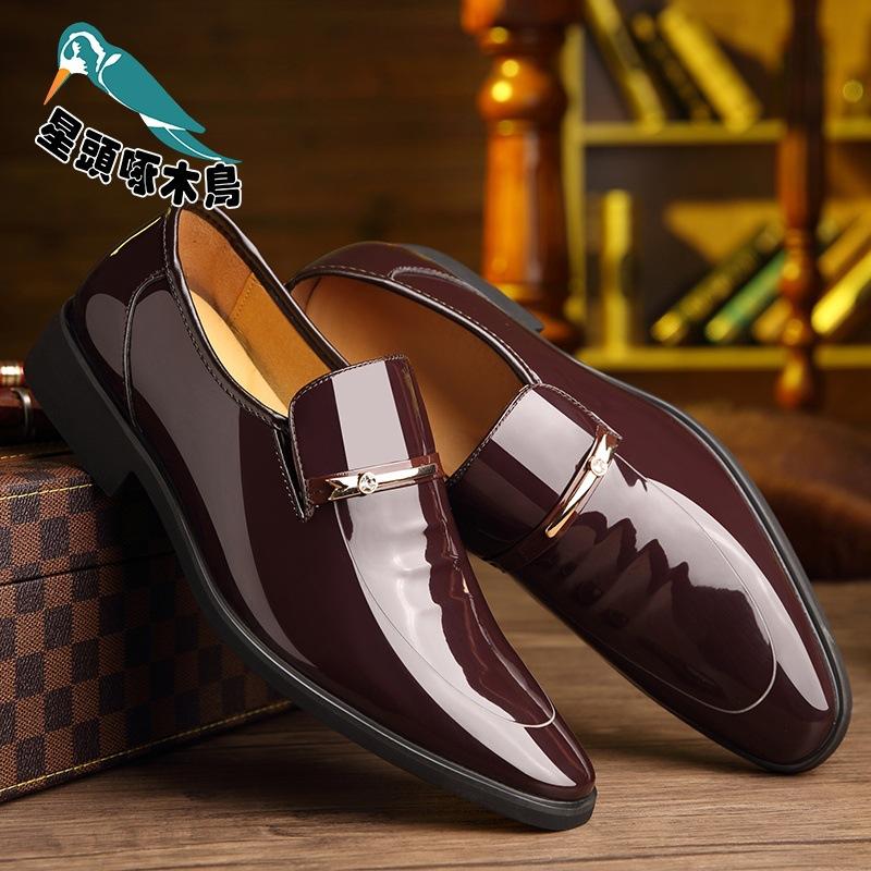 

Zhengou men s shoes large size pointed leather patent leather business dress casual men s leather shoes wedding shoes 44