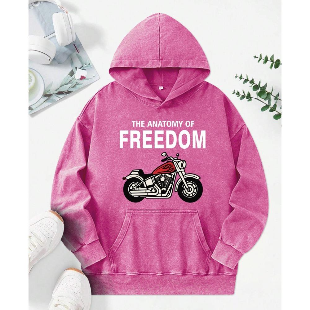 The Anatomy Of Freedom Prints Washed Hoodie Women Comfortable Clothes Autumn Loose Hoody Cotton Pocket Pullovers