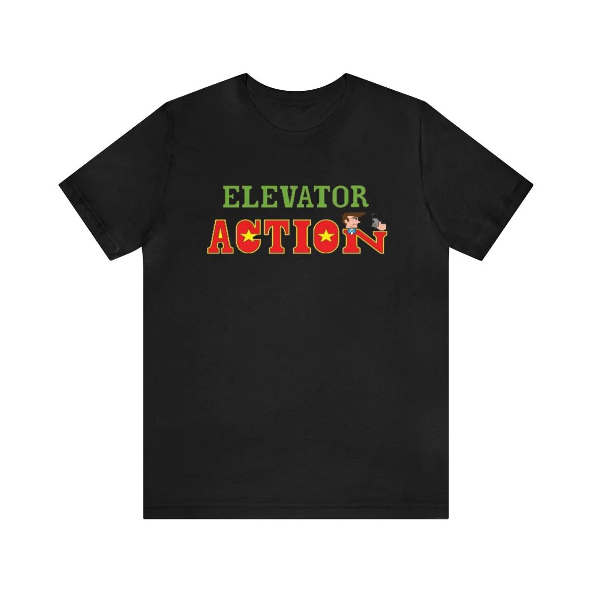 Elevator Action NES Retro Style Pixel Art Unisex Short Sleeve 100% Cotton T-shirt Mens Tees Top XL