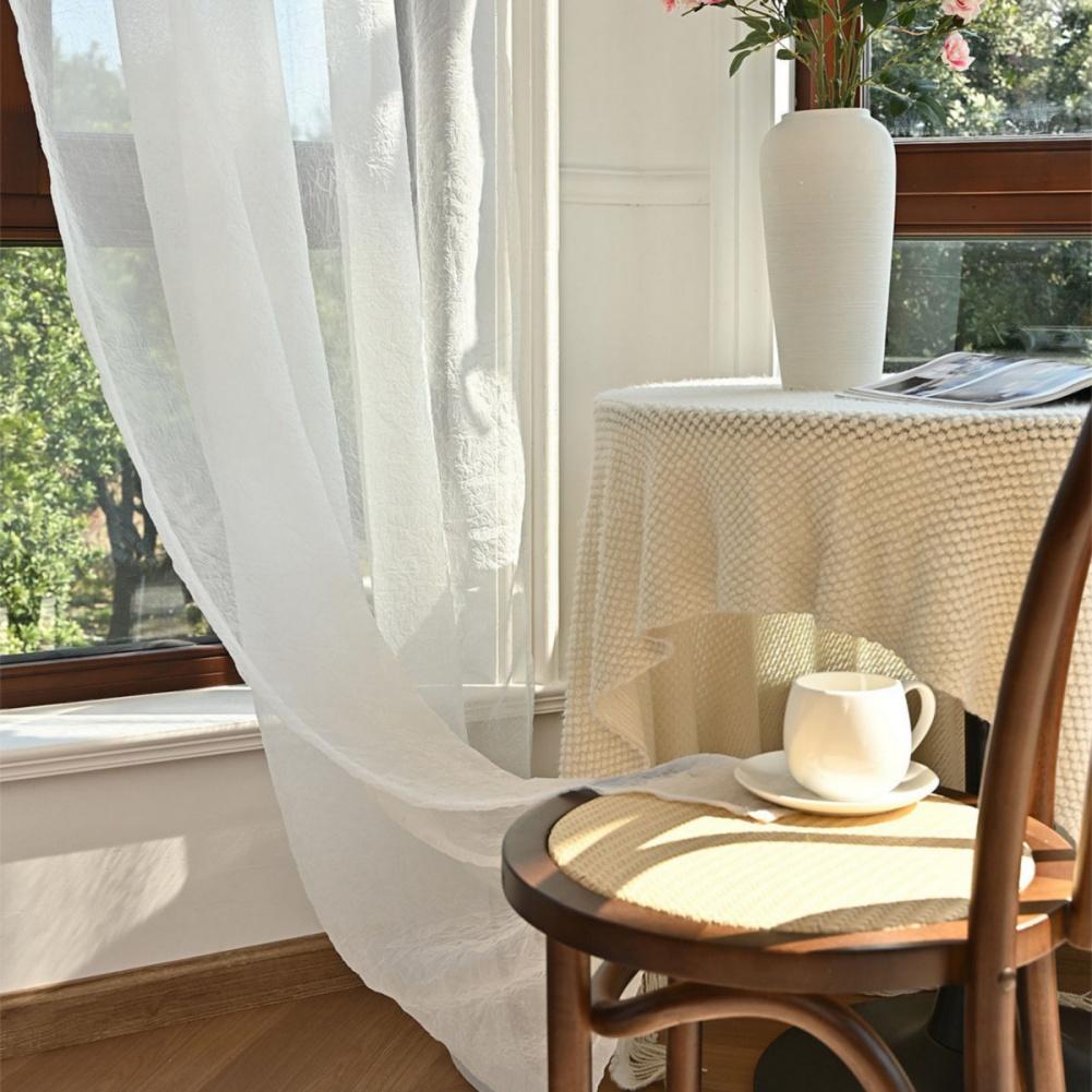 2 Panel Bohemian Floral Tulip Sheer Curtains Drape Set 100*250cm Lightweight Polyester Rod Pocket Easy Installation Curtains
