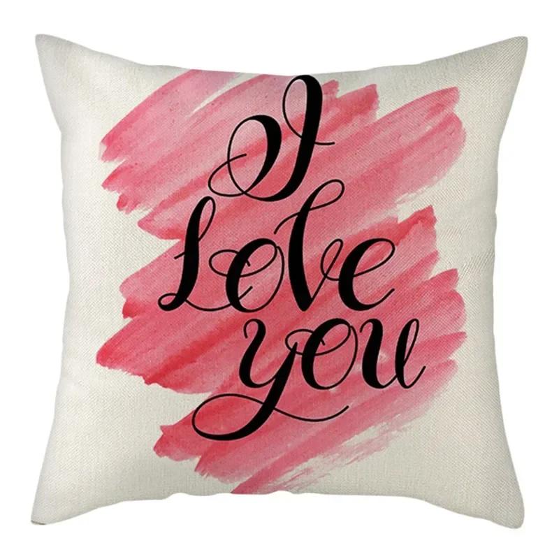 Black, White, Red, Romantic Words Double-Sided Printed Pillow Cover Short Plush Suitable Living Rooms Sofas Throw Cushion Cover