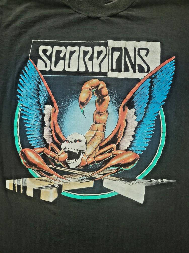 1990 SCORPIONS Band Tour Shirt Classic Black Unisex T-Shirt Graphic Tee L