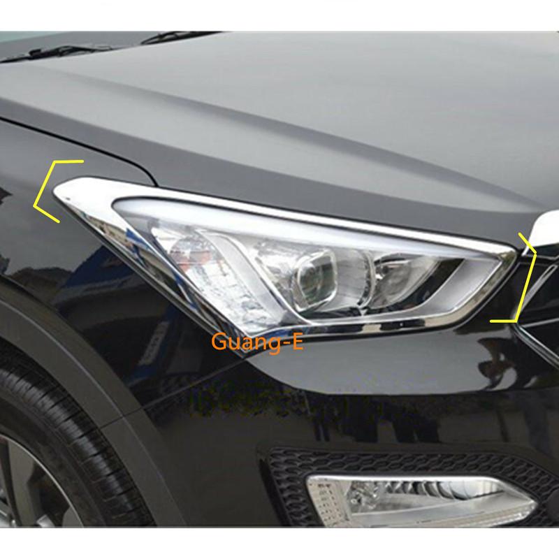Car Styling Cover Trim For Hyundai IX45 SantaFe 2013 2014 2015 2016 2017 2018 Front Light Head Lamp Frame Parts Eyebrow Stick