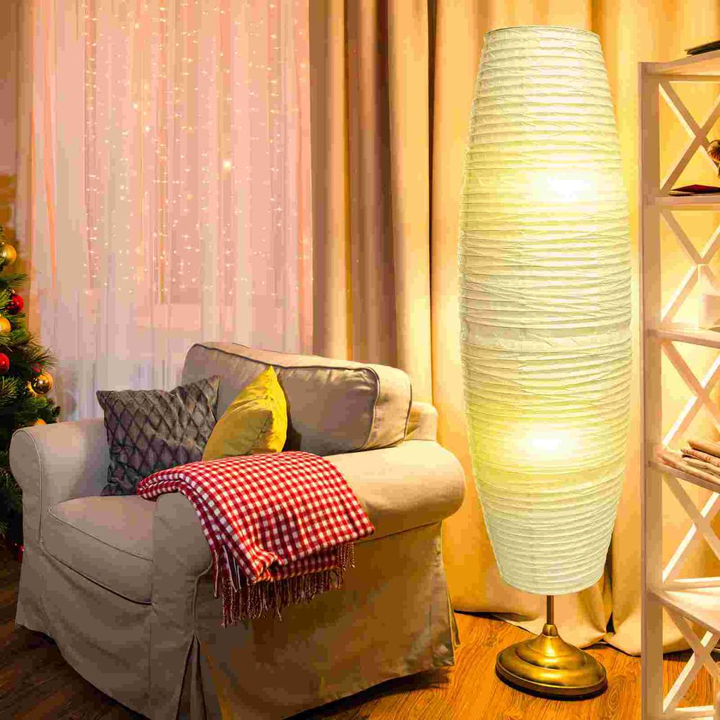 LED Paper Vertical Lampshade Rectangular White Floor Lamp Shades for Bedside Room Decorative Light Cover Iron Material