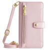 For Itel A50C Leather Case Zipper Pocket Wallet Phone Cover with 2 Straps