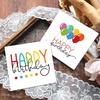 50PCS Creative Colorful Happy Birthday Cards Paper Sqaure Greeting Cards Blank Back Balloon Dots Pattern Message Cards Package