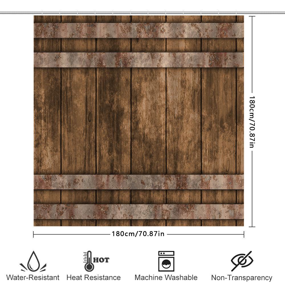 Vintage Rustic Waterproof Shower Curtain Natural Wood Texture Print Fabric Bath Liner Perfect Decoration For Your Bathroom (Size