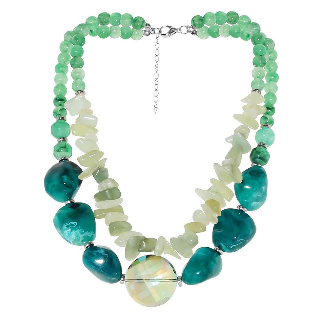 European Retro Green Resin Beaded Irregular Choker Necklace