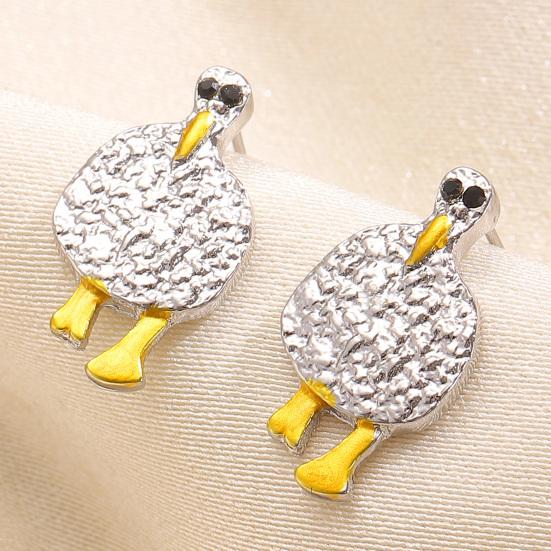 1 Paar Ohrstecker Cartoon Vogel Design Retro Stil Kontrastfarbene Ohrringe Süßes Mädchen Stil Schmuck Zubehör