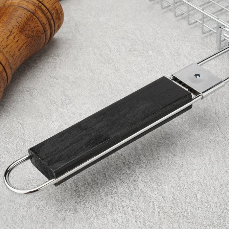 Portable Stainless Steel Folding Grill Basket BBQ Grill Basket With Handle for Fish Vegetables Shrimp Cook Accessories Outdoor