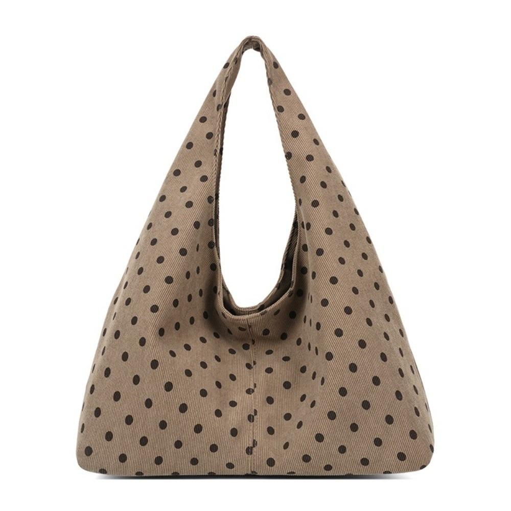 Large Capacity Canvas Shoulder Bag Convenient Hobo Handbag Sweet Polka Dot Tote Bag Shopping хаки