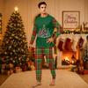 Christmas-print long-sleeve and long-pant matching family loungewear set