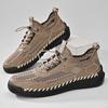 Men's Casual Mesh Shoes Large Size Breathable Trade Sneakers Shoes Handmade Cowhide Leather Splice Mesh Net Shoes C1165