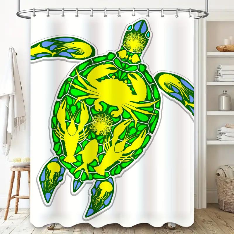 Bright Green Turtle Shower Curtain Stained Glass Art Decor For Bathroom Renovations Home Dcor By Taurusduan Designs