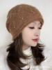 Stylish Double-Layer Squirrel Fleece Knit Hat with Curled Edge and Earmuffs