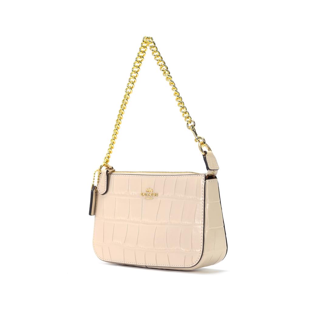 Coach Nolita 19 Logo Chain Zip Closure Crocodile Embossed Leather Handbag Women handbags Gold Ivory CN382-IMIVO