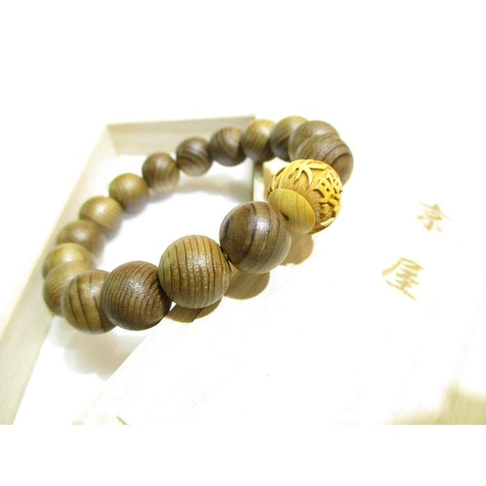 Power Stone Kyoto Amaterasu-o-mikami Carved Tsubaki 15mm Jindaizugi Bracelet with Paulownia Box, Fushimi No Kyoya