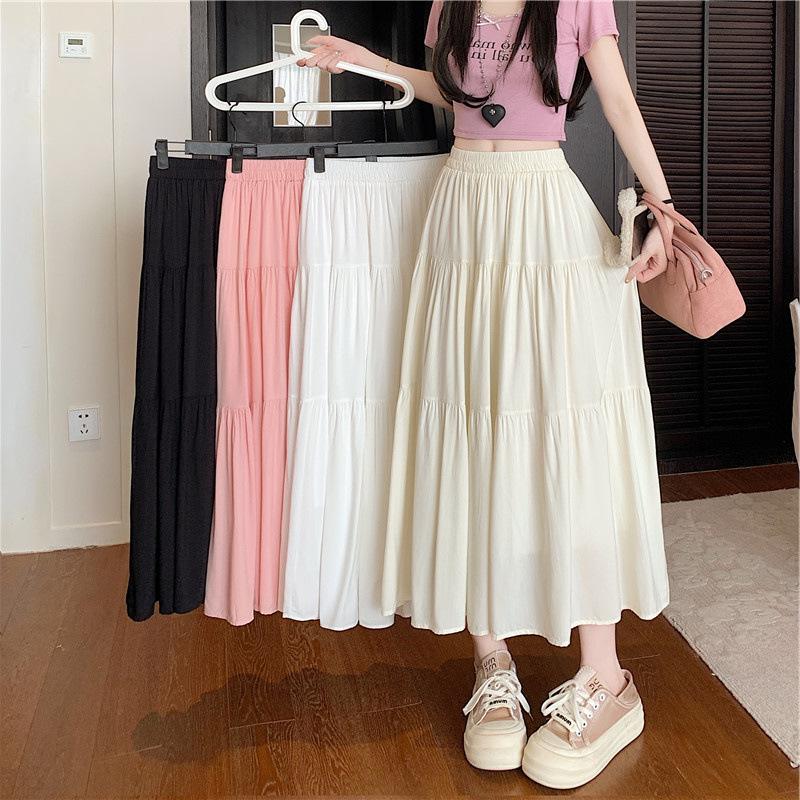

Plus Size Korean Style High Waist Patchwork Tiered Skirt for Women L