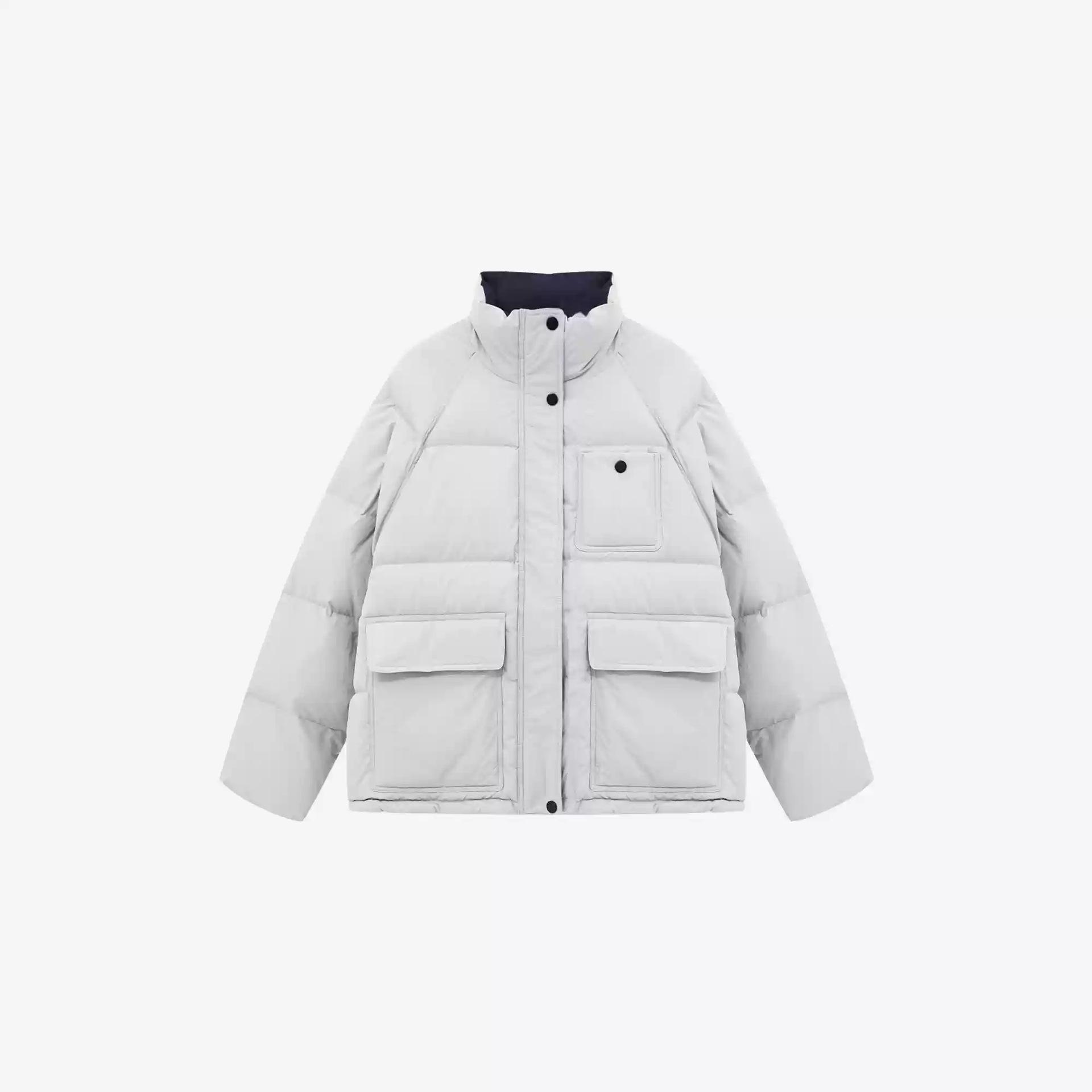 

Winter new loose casual versatile contrasting color cotton clothes commuting warm down cotton clothes jacket XL (145-84 kg) сірий колір