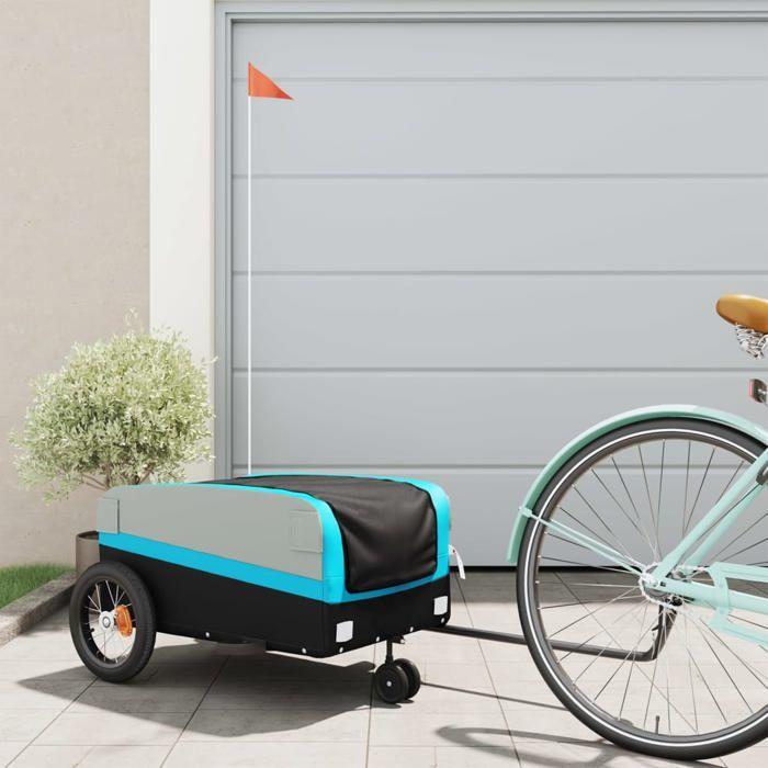 VidaXL Bicycle Trailer Black and Blue 30 Kg Iron 94058