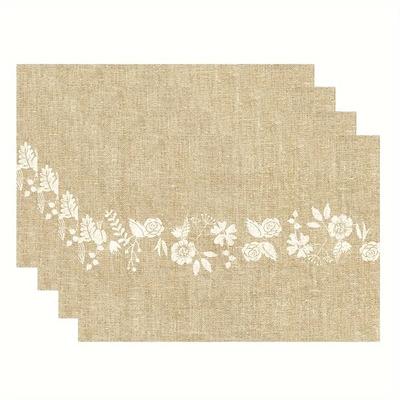 4/6/8 Stück Einfache Tischsets mit Blumenmuster Leinen Schmutzabweisend Hitzebeständig Schreibtischdekoration Zuhause Küche Party Feiertagszubehör