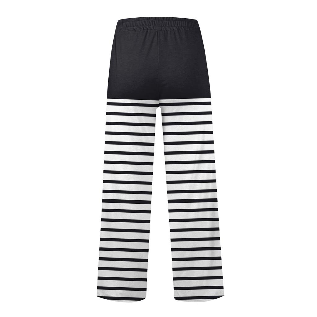 Dámské ležérní kalhoty s širokými nohavicemi s vysokým pasem a pruhovanými sportovními kalhotami