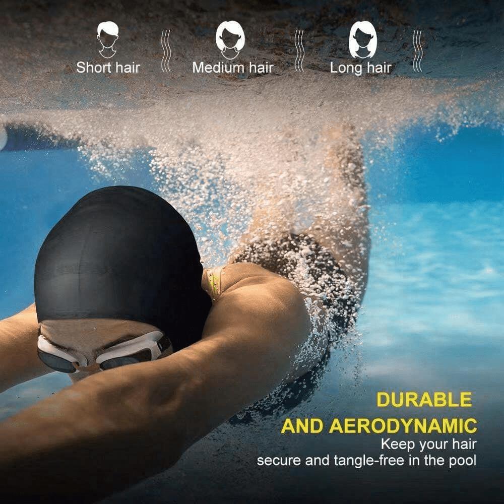 Silicone Ear Protection Swimming Cap, Adult Unisex Elastic Comfortable Non-Tight Swim Cap, Long Hair Swimming Cap