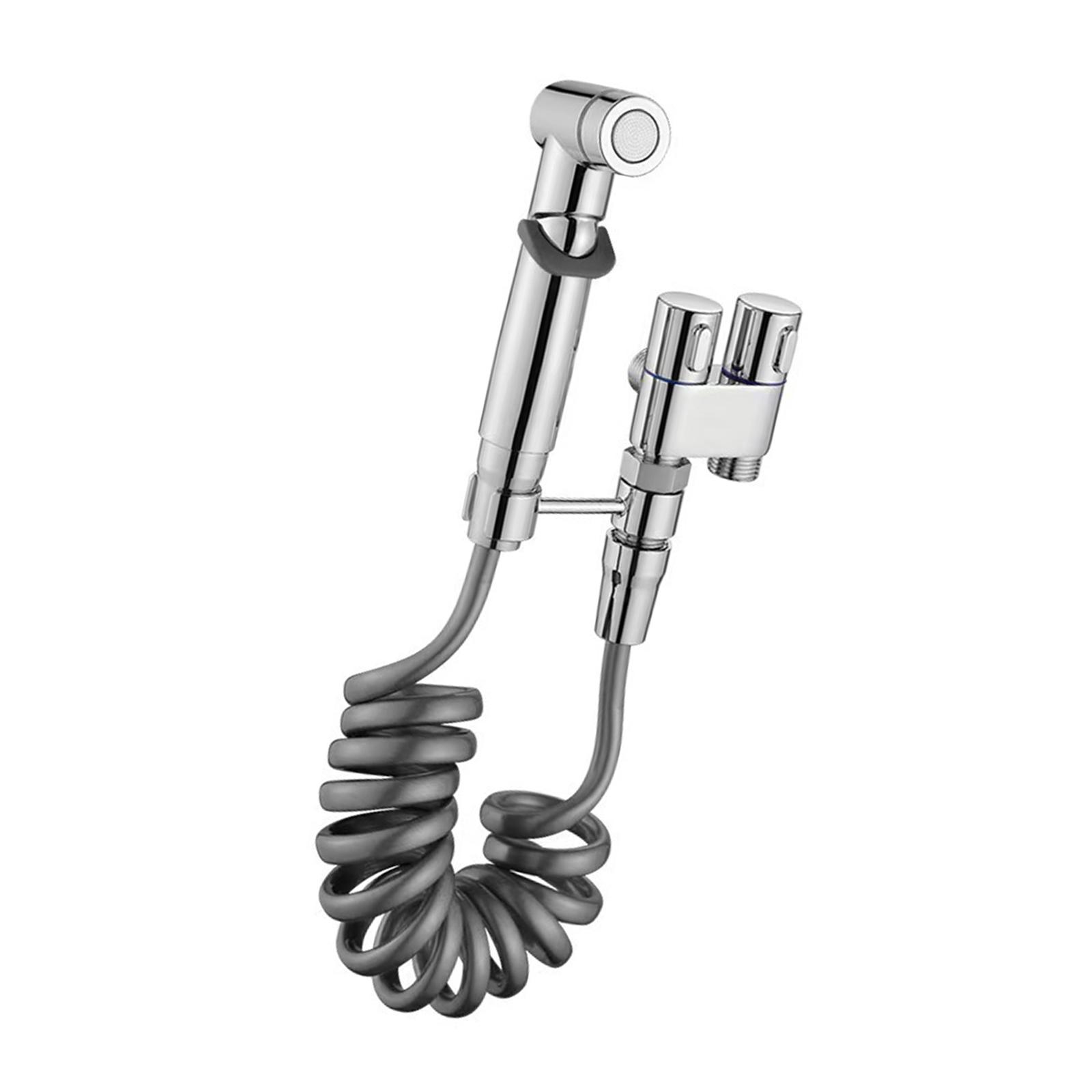 

Ручной распылитель для биде, набор для ручного душа, шланг для ручного душа, текстура сплава, подходит для душа в ванной и туалете серебряный