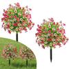 2pc Artificial Ball-Shaped Multicolor Flower Bush with Ground Stake for Garden Patio Flower Bed Yard Outdoor Party Decor